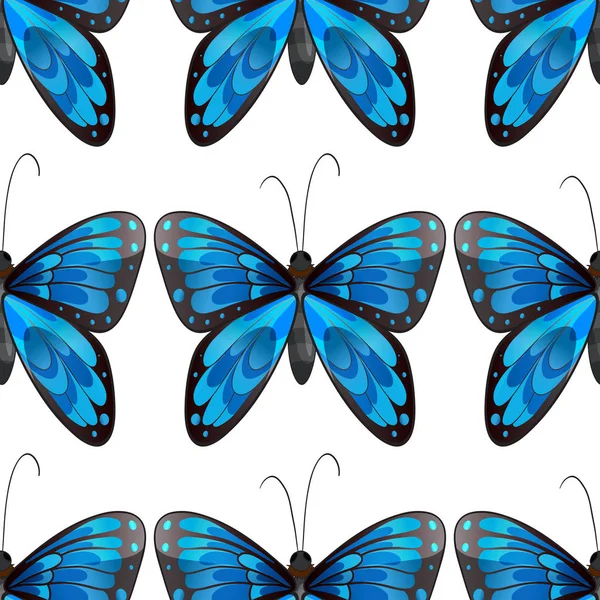 Illustrazione Del Modello Senza Soluzione Continuità Farfalla Blu — Vettoriale Stock