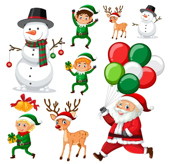Állítsa Karácsonyi Elem Illusztráció — Stock Vector
