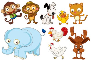 Düz hayvanlar illüstrasyon bir dizi