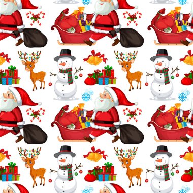 Noel Baba Dikişsiz desen illüstrasyon