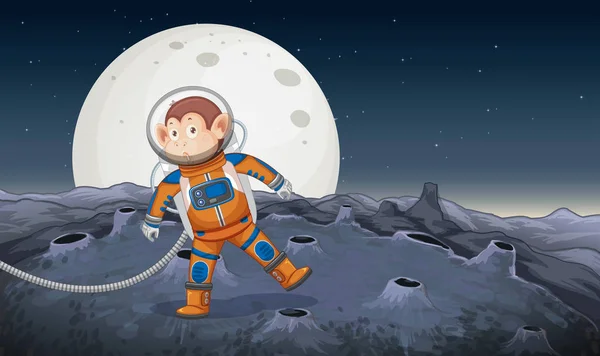 Мавпа Астронавт Космічній Ілюстрації — стоковий вектор