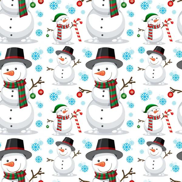 クリスマス雪だるまシームレス パターン図 — ストックベクタ