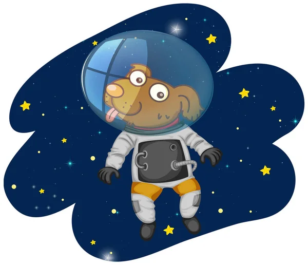 Chien Astronaute Dans Espace Illustration — Image vectorielle