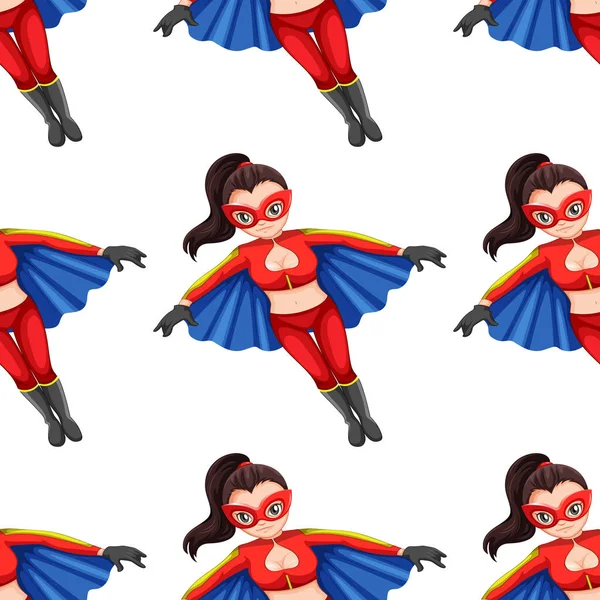 Mulher Super Herói Sem Costura Padrão Ilustração — Vetor de Stock