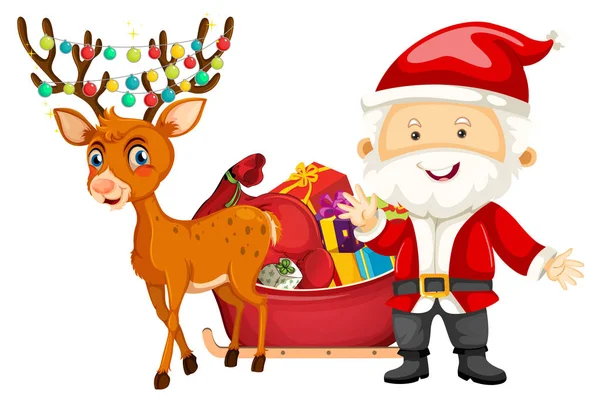 Santa Deer White Background Illustration — Stock Vector