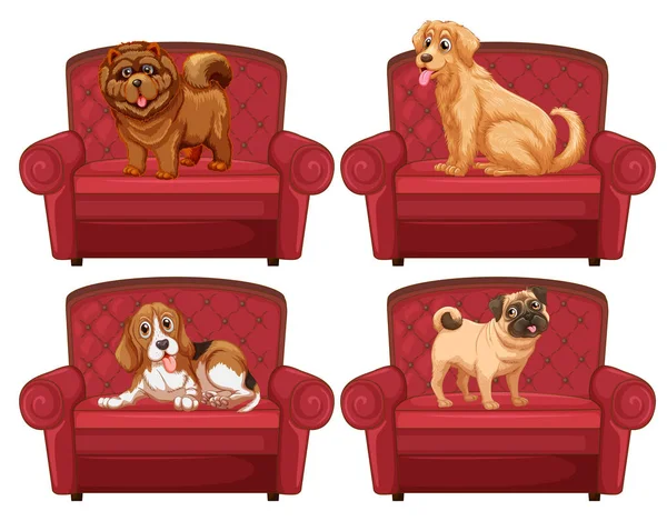 Chiens Sur Canapé Illustration — Image vectorielle