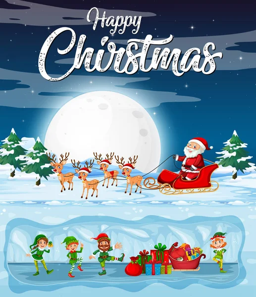 Μια Εικονογράφηση Πρότυπο Ευτυχισμένη Χριστουγεννιάτικη Κάρτα — Διανυσματικό Αρχείο