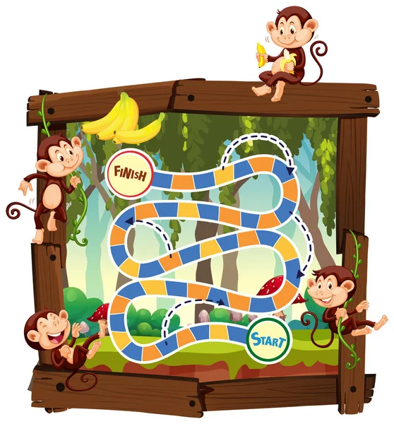 Μαϊμού Εικονογράφηση Επιτραπέζιο Παιχνίδι Ζούγκλα — Διανυσματικό Αρχείο