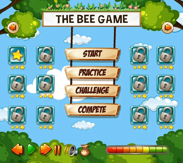 Bee Game Template Illustration — Stock Vector