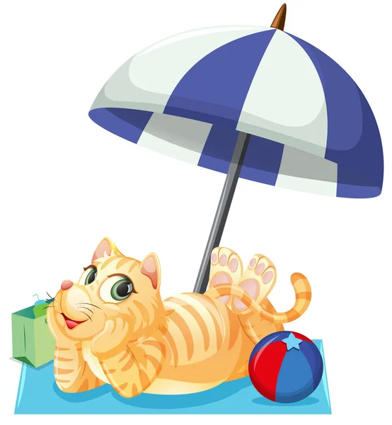 Eine Katze Sommerurlaub Illustration — Stockvektor