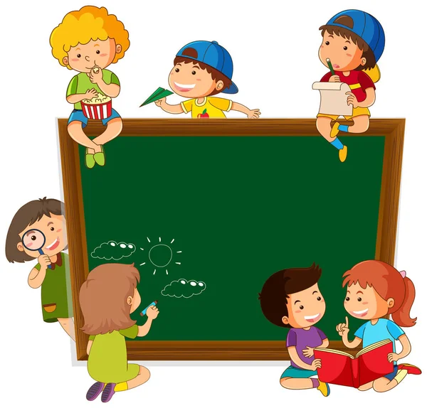 Kinderen Schoolbord Sjabloon Illustratie — Stockvector