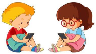 Çocuk cep telefonu illüstrasyon oyun