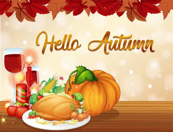 Thanksgiving Autumn Card Template Illustration — Stock Vector