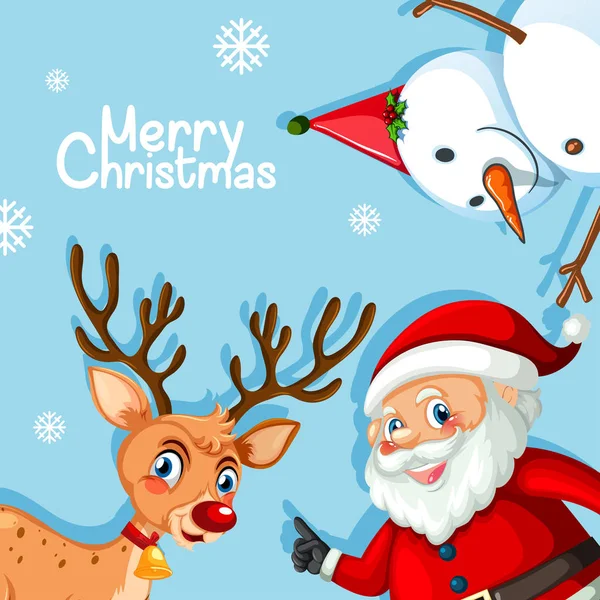 Merry Christmas Niebieski Szablon Ilustracja — Wektor stockowy