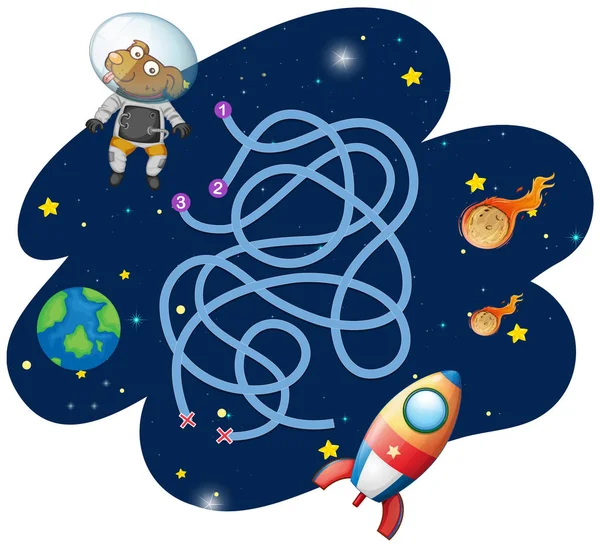 Hund Astronaut Spel Mall Illustration — Stock vektor