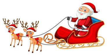 Noel Baba binme atlı kızak illüstrasyon