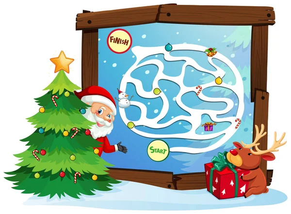 Santa Claus Maze Game Template Illustration — Stock Vector