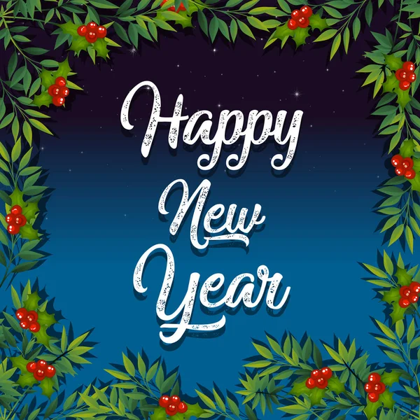 Happy New Year Mistletoe Card Illustration — Stock Vector