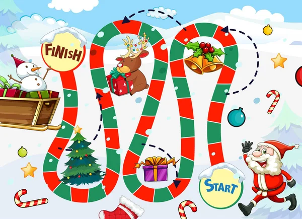 Santa Claus Board Game Template Illustration — Stock Vector