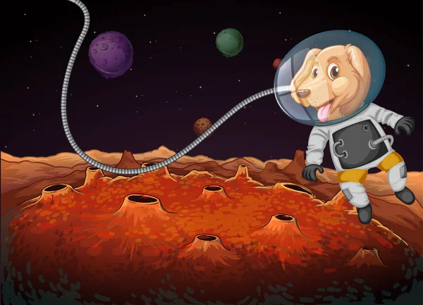 Astronaute Chien Dans Espace Illustration — Image vectorielle