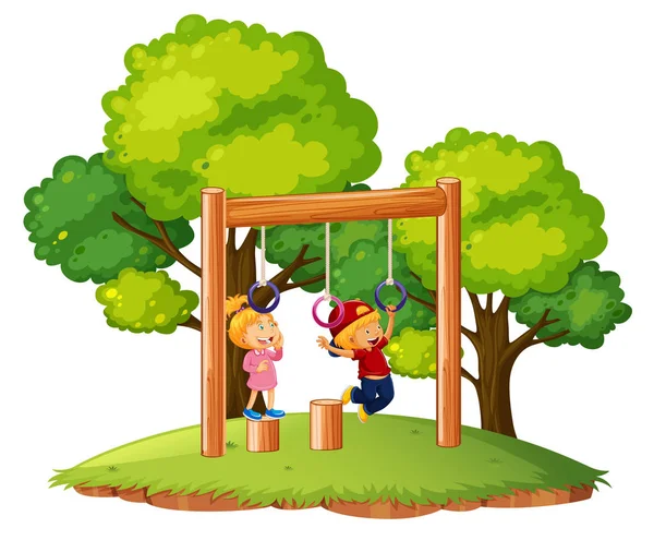 儿童玩猴酒吧插图 — 图库矢量图片
