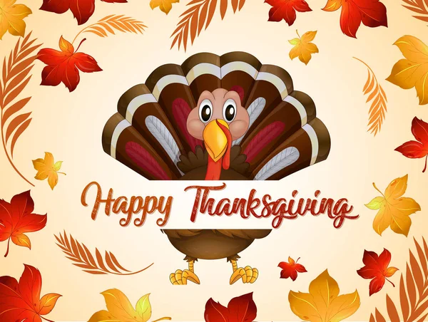 Happy Thanksgiving Kalkoen Herfst Afbeelding — Stockvector