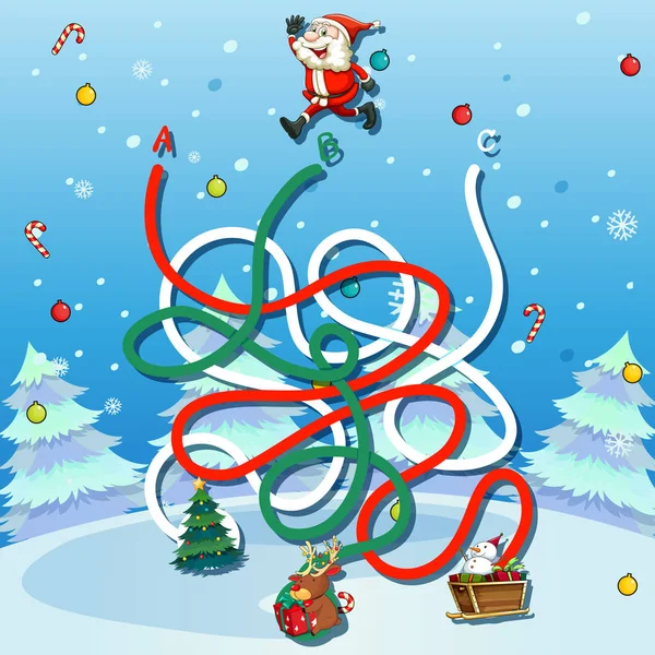 Santa Claus Λαβύρινθο Παιχνίδι Πρότυπο Εικονογράφηση — Διανυσματικό Αρχείο