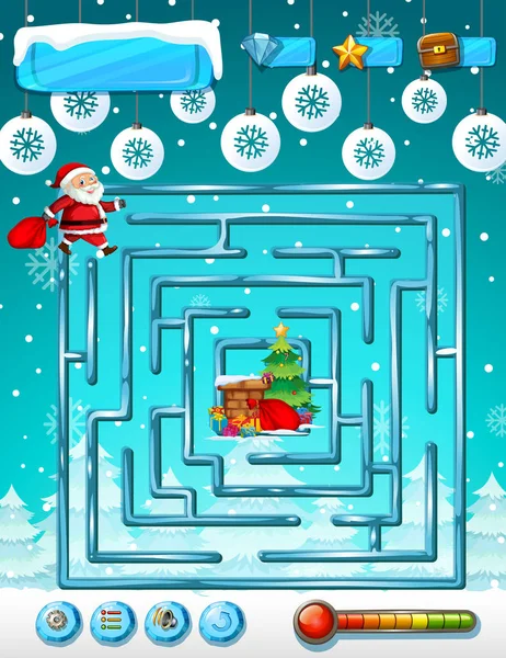 Christmas Maze Game Template Illustration — Stock Vector