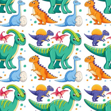 Bir dinozor Dikişsiz desen illüstrasyon