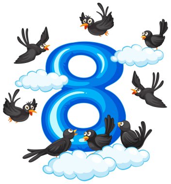 Gökyüzü illüstrasyon sekiz kuş