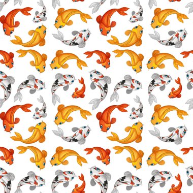 Koi balık sorunsuz kartı şablon çizimi