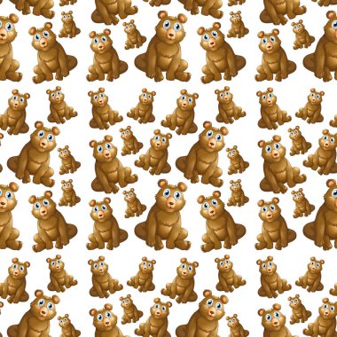 Dikişsiz desen illüstrasyon üzerinde ayı