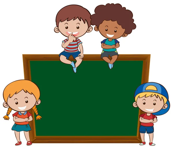 Ilustración Pizarra Banner Para Niños — Vector de stock