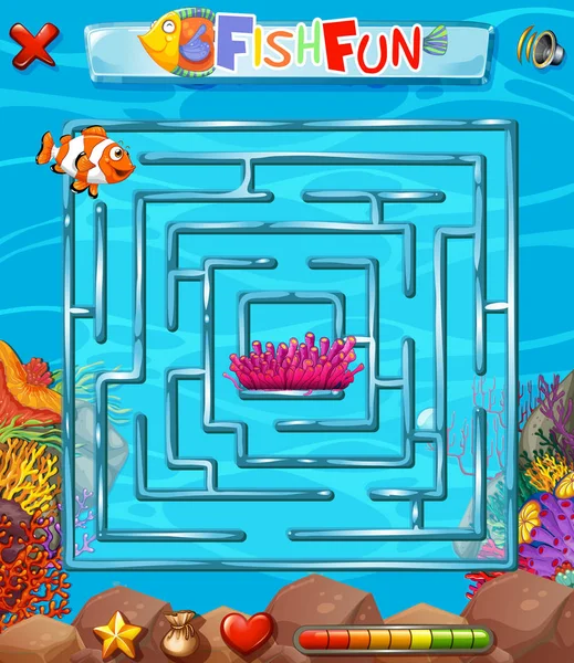 Underwater Maze Puzzle Game Illustration — Stock Vector