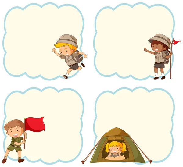 Camping Enfants Illustration Bannière Vierge — Image vectorielle