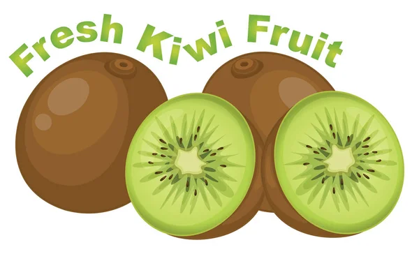 Fresh Kiwi Fruit White Background Illustration — Stock Vector