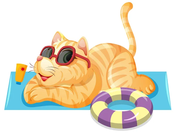 Cat Summer Theme Illustration — Stock Vector