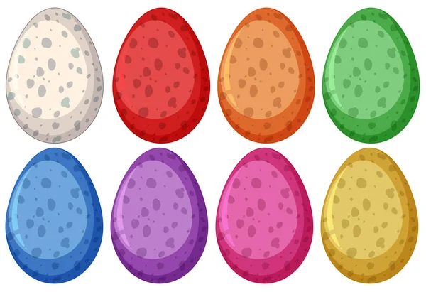 Conjunto Coloridos Huevos Dinosaurio Ilustración — Archivo Imágenes Vectoriales