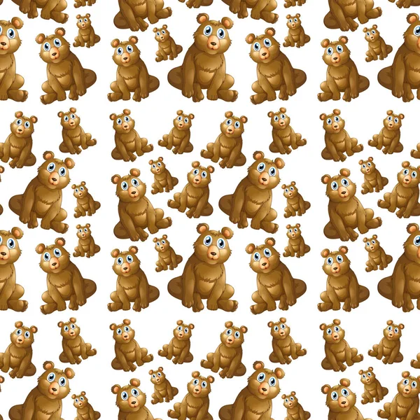 Varrat Nélküli Mintát Illusztráció Medve — Stock Vector
