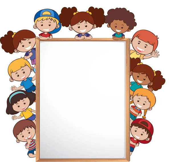 Internationale Kinderen Whiteboard Sjabloon Illustratie — Stockvector