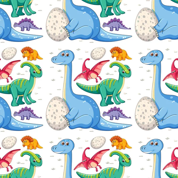 恐竜のシームレスなパターン図 — ストックベクタ
