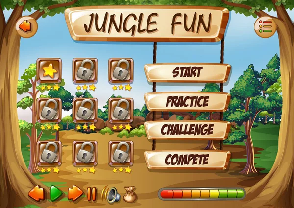 Monkey Jungle Game Template Illustration — Stock Vector