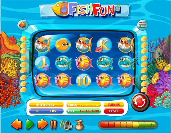 Underwater Fish Game Template Illustration — Stock Vector