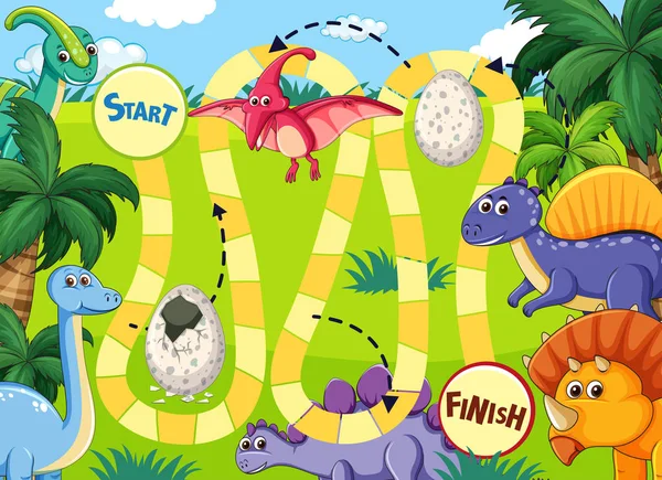 Иллюстрация Настольной Игры Dinosaur Path — стоковый вектор