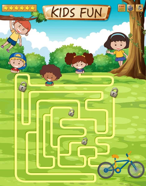 Niños Divertido Juego Plantilla Ilustración — Vector de stock