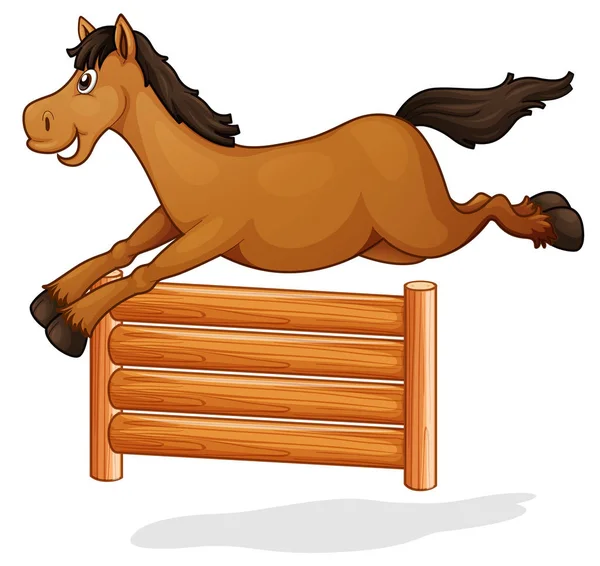 Een Paard Springen Houten Hek Illustratie — Stockvector