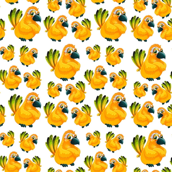 Yellow Parrot Seamless Pattern Illustration — Stock Vector
