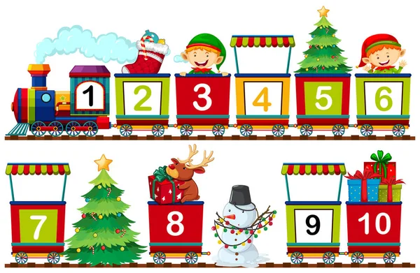 鉄道イラスト クリスマス数の設定 — ストックベクタ