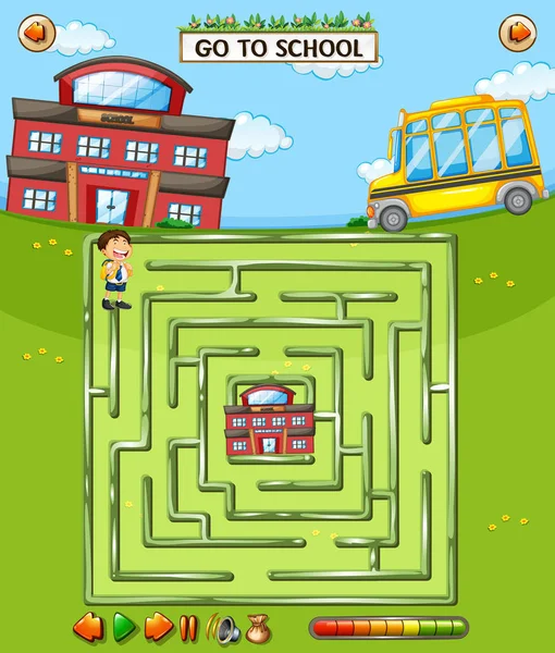 Kids School Maze Game Illustration — Stock Vector