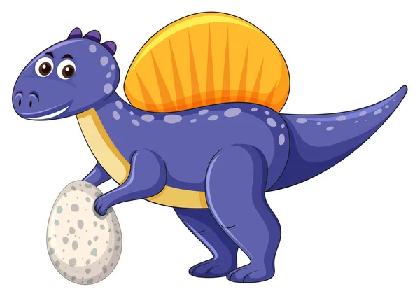 Dinosauro Spinosauro Che Tiene Illustrazione Delle Uova — Vettoriale Stock